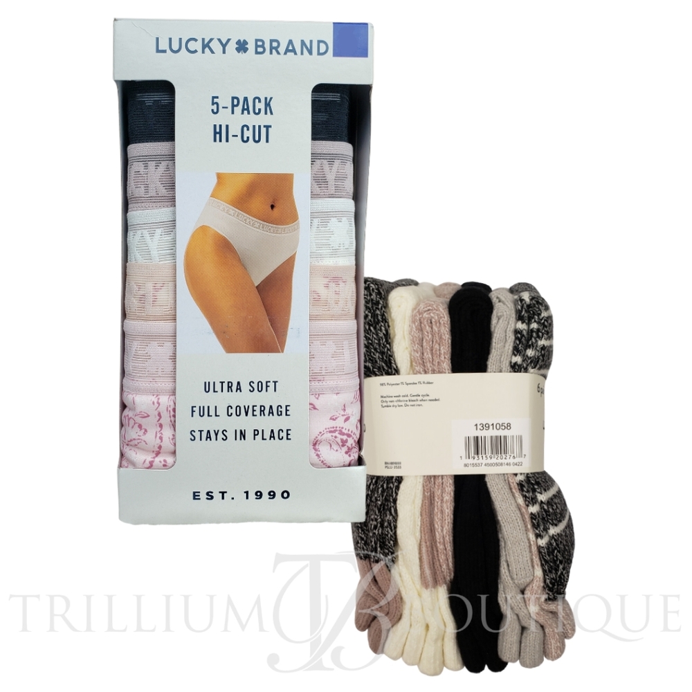 BUNDLE Lucky Brand Women's Hi Cut Underwear Panties & Lucky Brand Boot Socks NWT